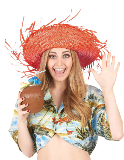 Chapeau Hawaï orange adulte