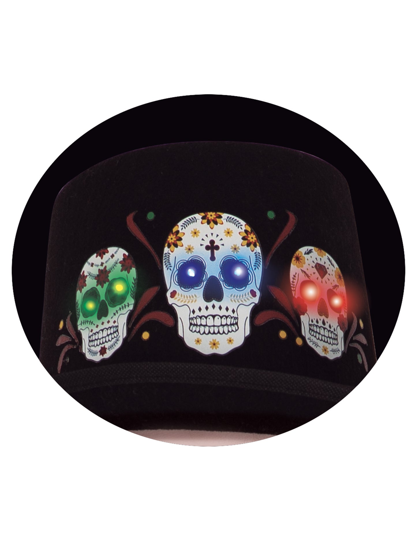 Chapeau lumineux Dia de los muertos adulte