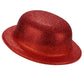 Chapeau melon plastique pailleté rouge adulte