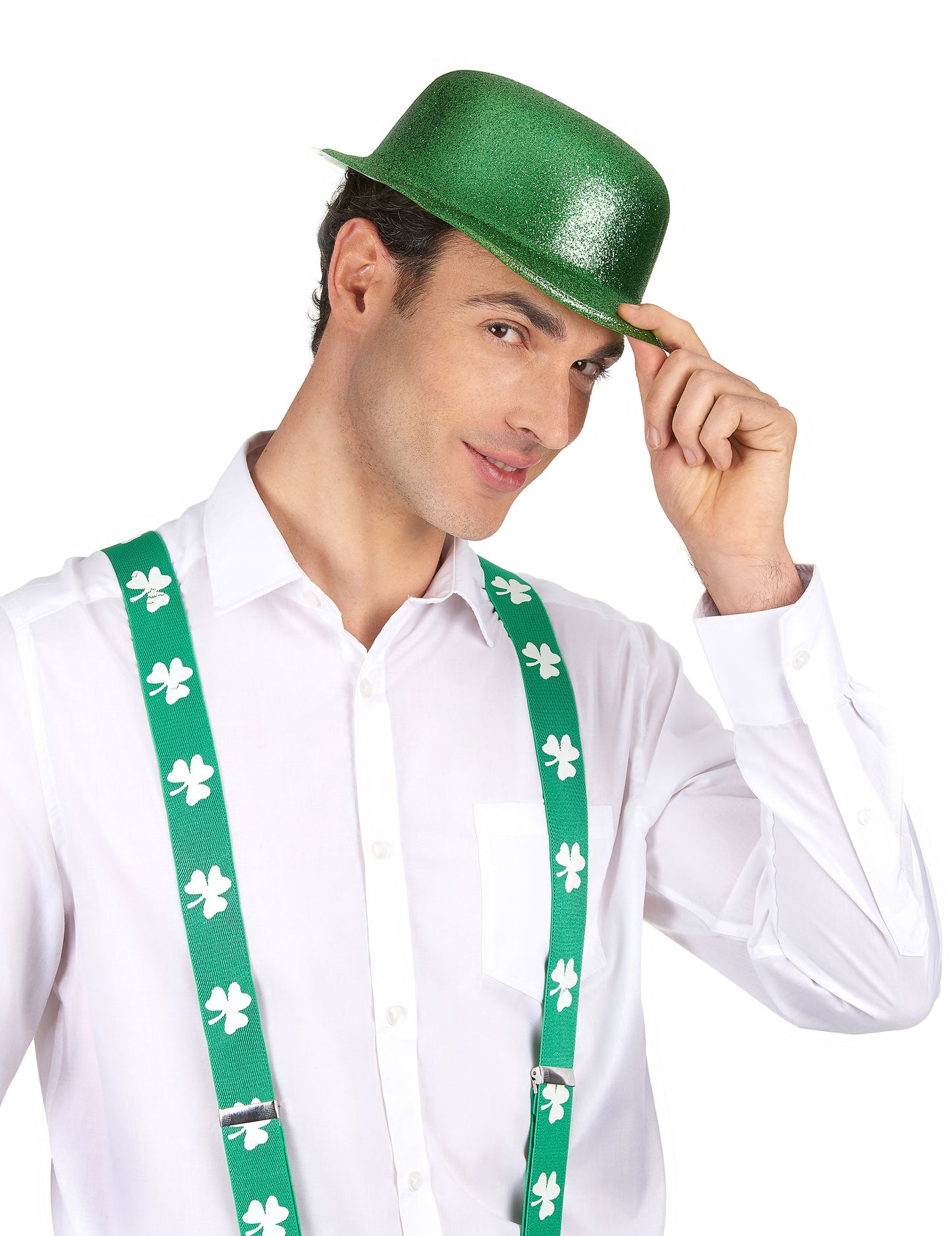 Chapeau melon vert pailleté adulte Saint Patrick