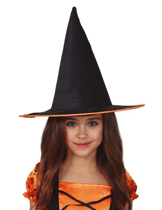 Chapeau sorcière avec liseré orange enfant
