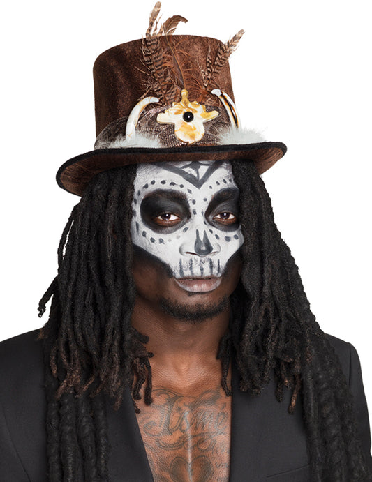 Chapeau vaudou avec cheveux adulte