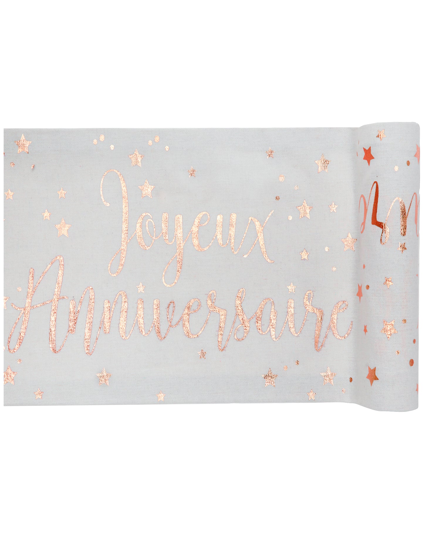 Chemin de table coton anniversaire rose gold 3m x 28 cm