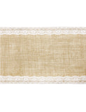 Chemin de table en jute bordures dentelle 28 cm x 2,75 m