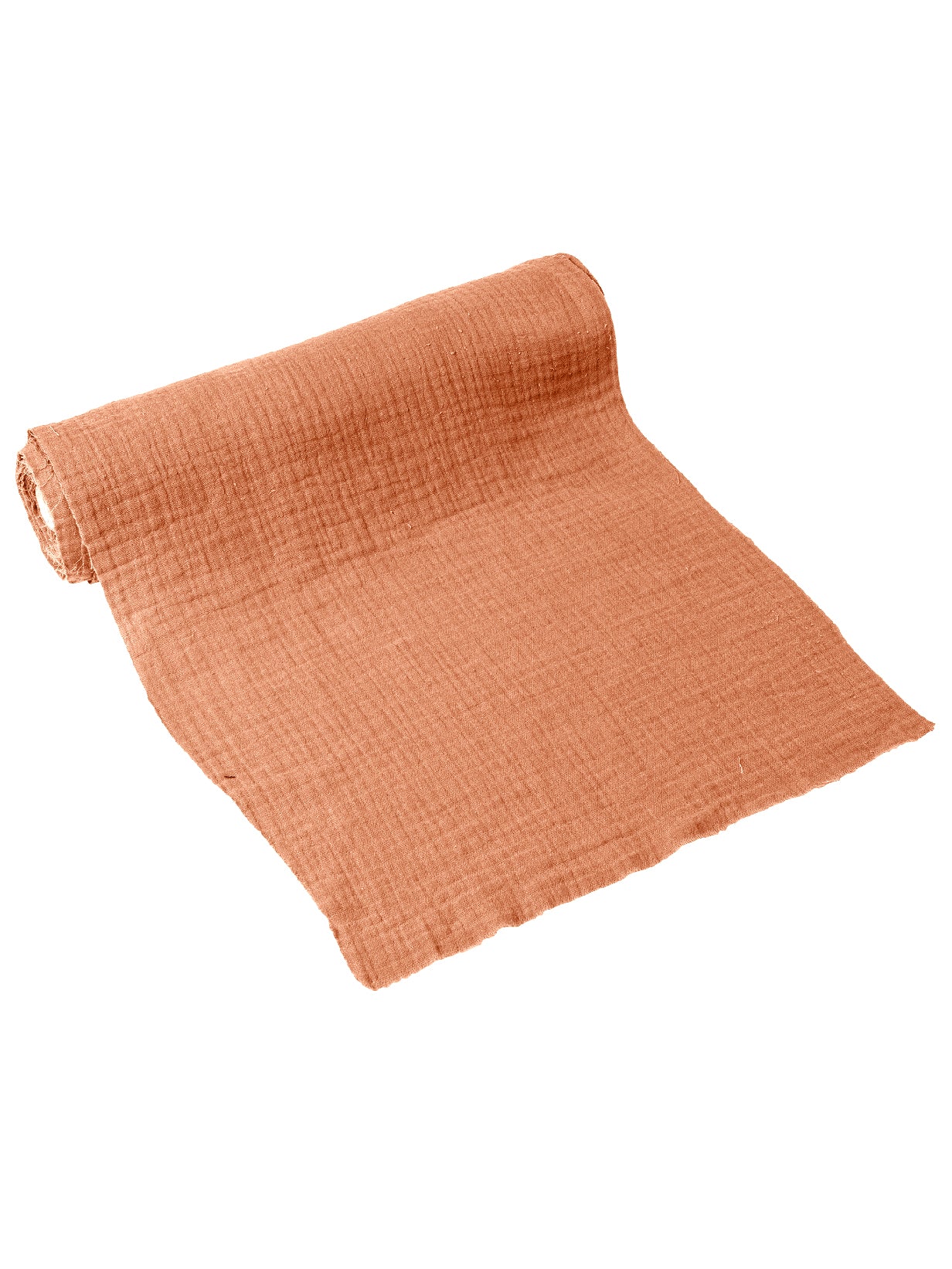 Chemin de table gaze de coton terracotta vieux rose 30 cm x 3 m