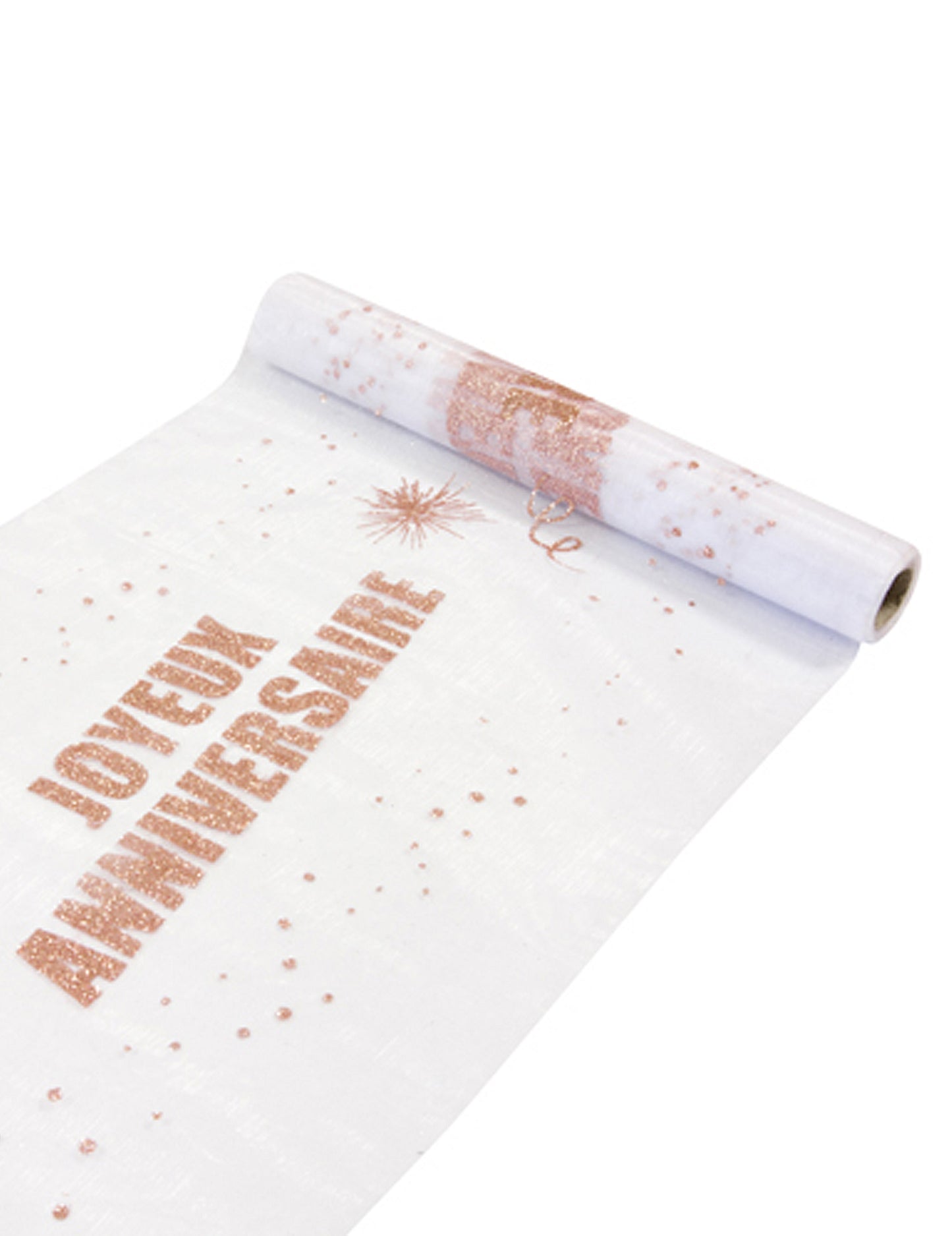 Chemin de table organza Joyeux Anniversaire rose gold 29 cm x 5 m