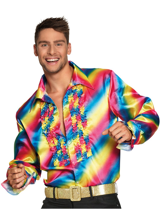 Chemise disco arc-en-ciel adulte