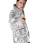 Chemise disco brillante argent homme