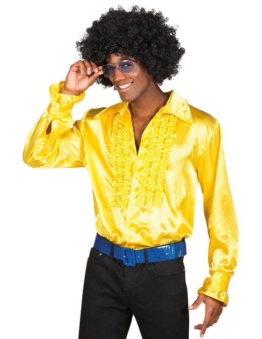 Chemise disco homme jaune