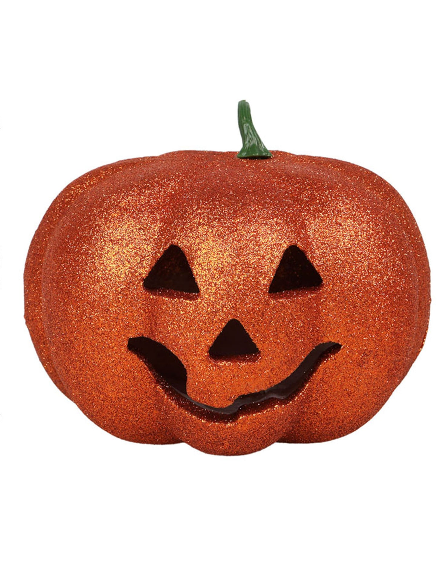 Citrouille Halloween lumineuse pailletée 17 cm