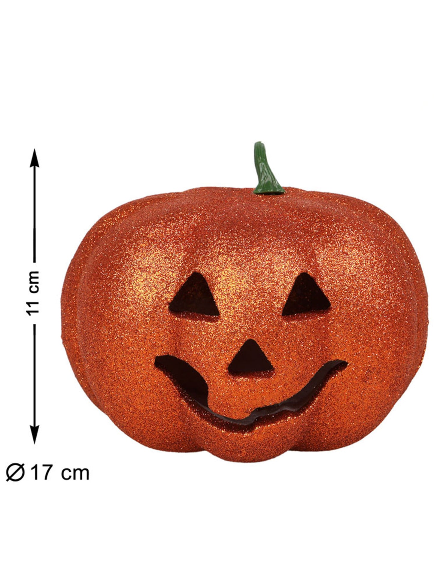 Citrouille Halloween lumineuse pailletée 17 cm