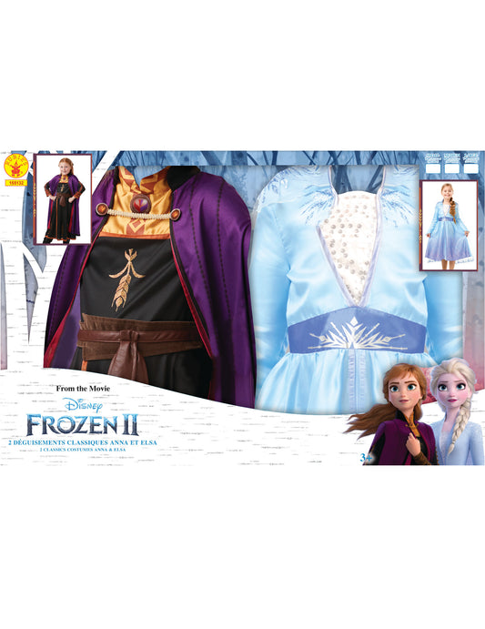 Coffret déguisements Elsa et Anna La Reine des neiges 2 fille