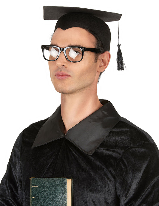 Coiffe d'étudiant noire adulte