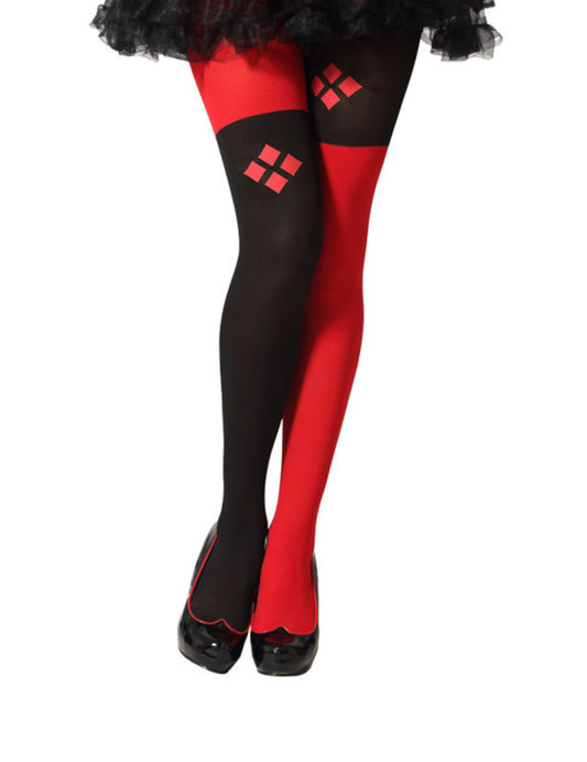 Collant arlequin diabolique rouge et noir femme