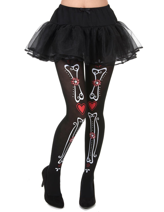 Collants squelette Dia de los muertos femme