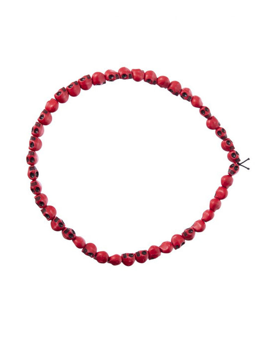 Collier têtes de mort rouges 54 cm adulte