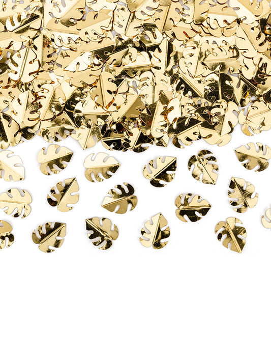 Confettis de table feuilles tropicales dorées métallisées 15 g