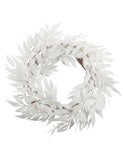 Couronne de feuilles blanches à paillettes 50 cm