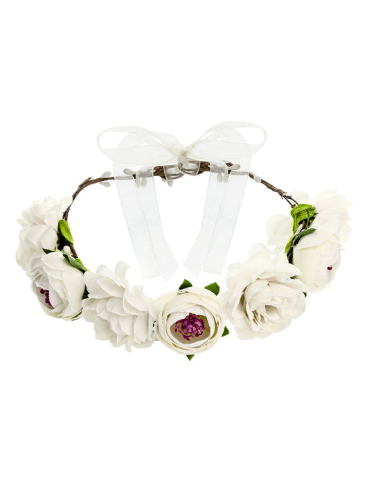 Couronne de fleurs blanches 17 cm