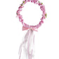 Couronne fleurs roses avec ruban fille