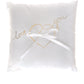 Coussin d'alliances Love you blanc et or 18 x 18 cm