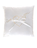 Coussin d'alliances Love you blanc et or 18 x 18 cm