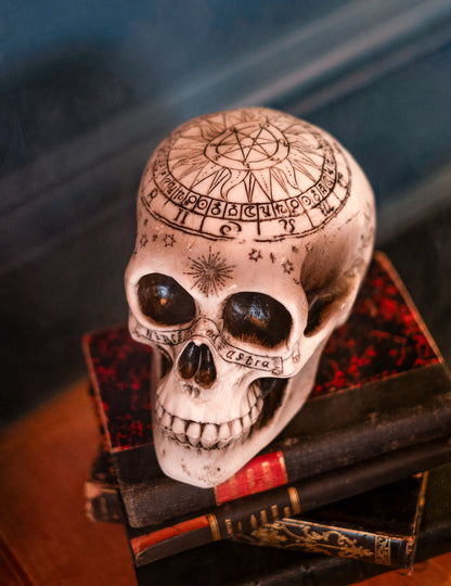 Crâne de squelette avec pentagramme 18 x 12 x 15 cm