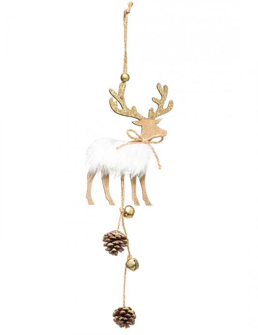 Décoration à suspendre en bois joli renne 28 cm