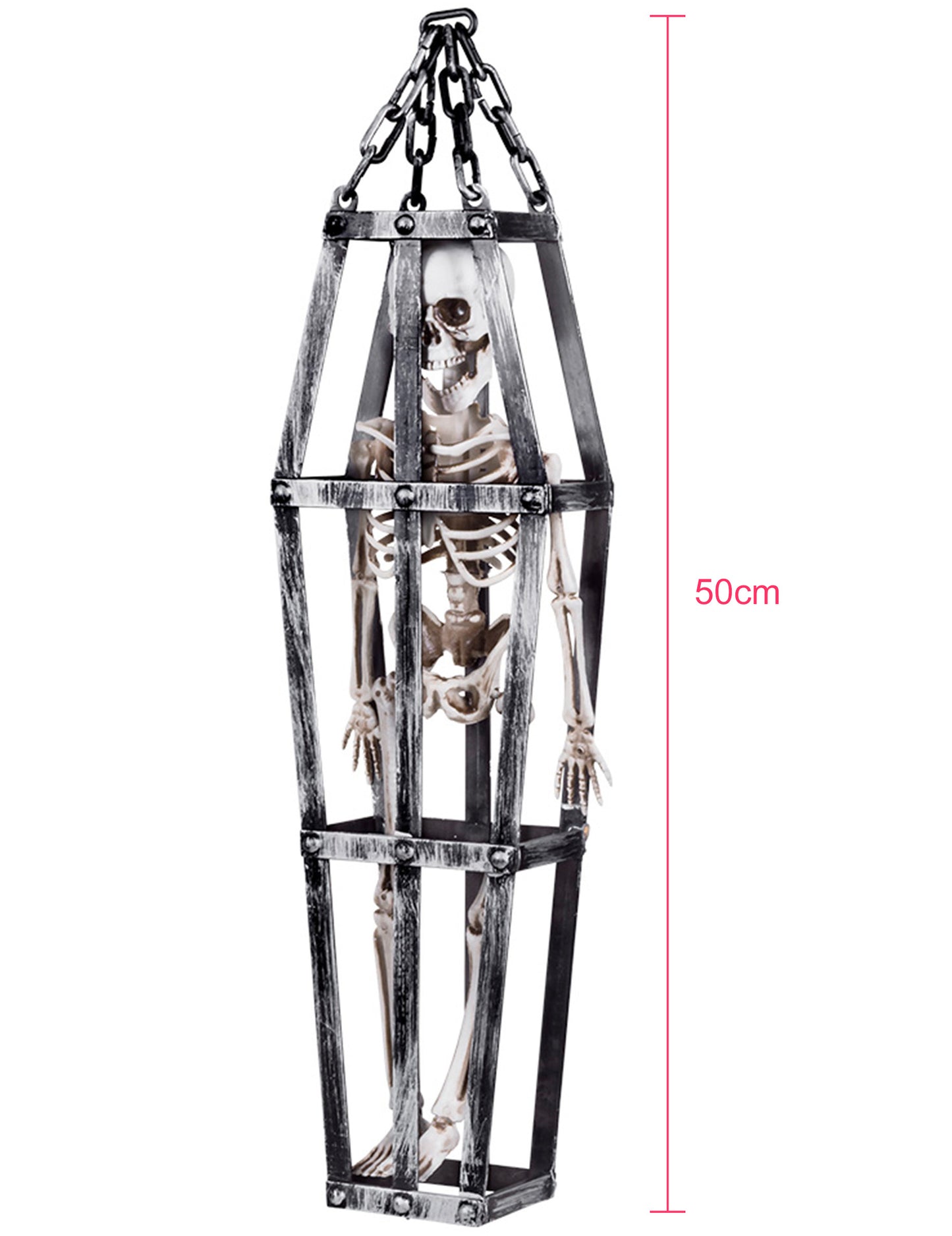 Décoration à suspendre squelette en cage 50 cm