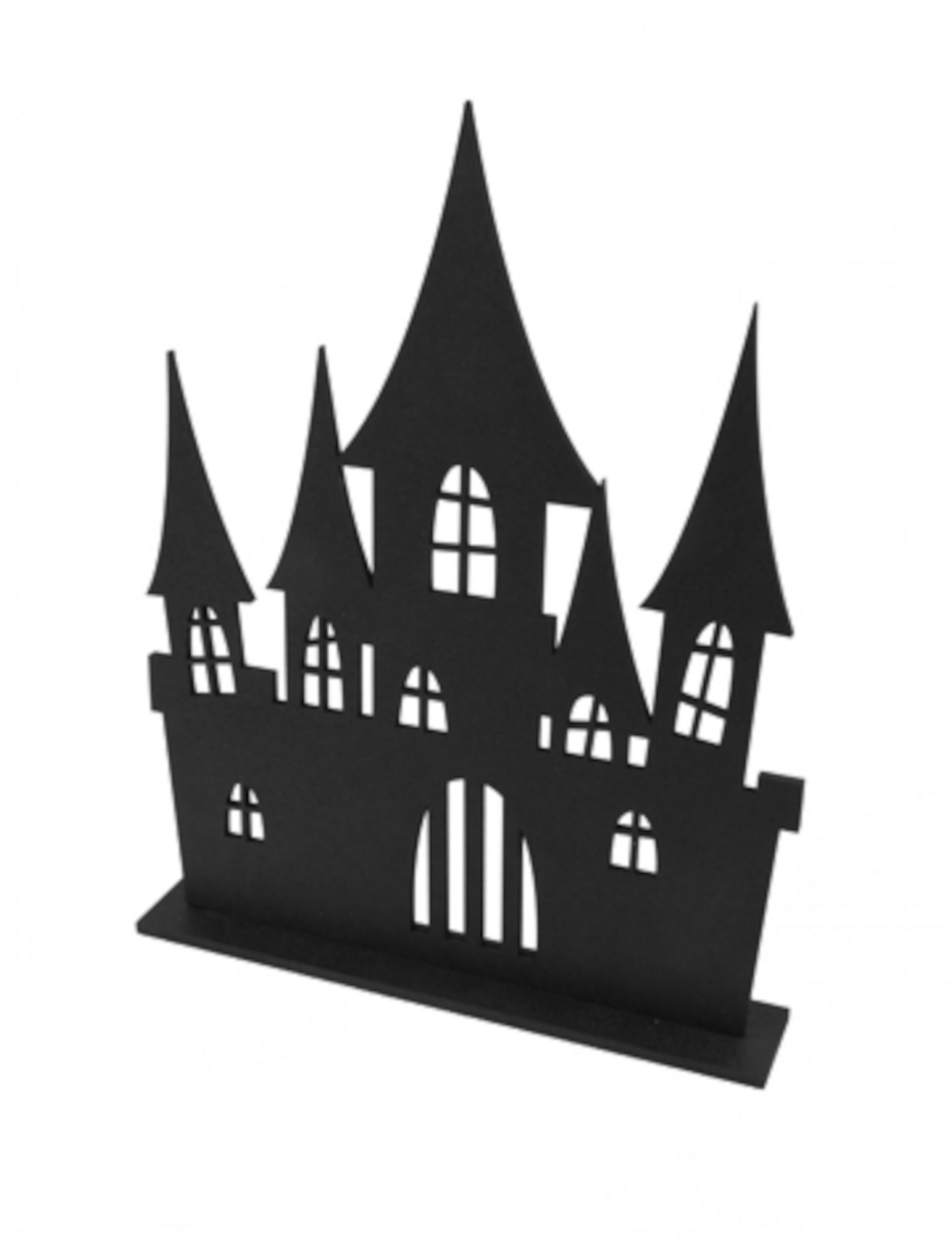 Décoration château hanté en bois noir 18 x 23 cm