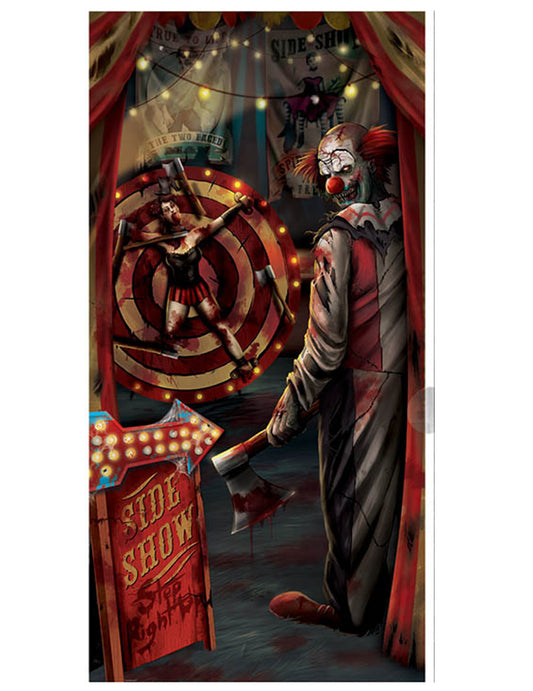 Décoration de porte clown Halloween 85 x 165 cm