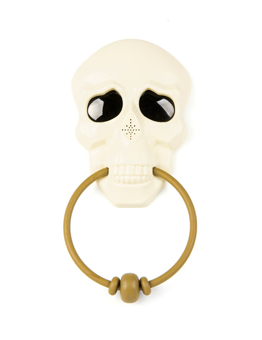 Décoration de porte sonore et animée squelette 30 cm