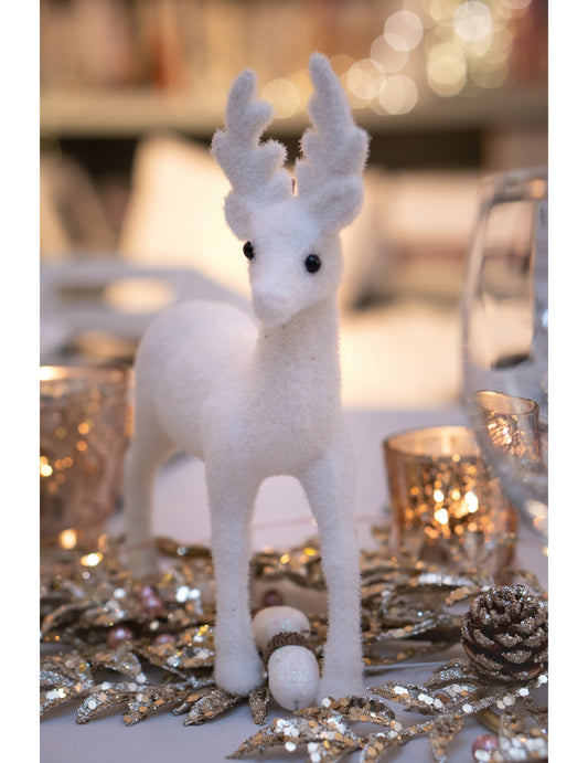 Décoration renne blanc 13 cm