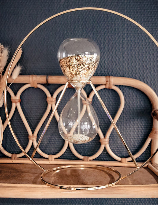 Décoration sablier métal or 35 cm