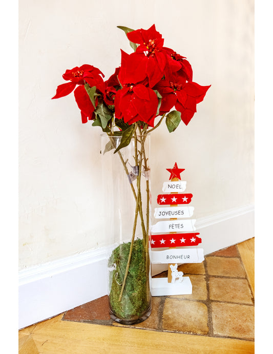 Décoration sapin lumineux rouge et blanc 50 cm