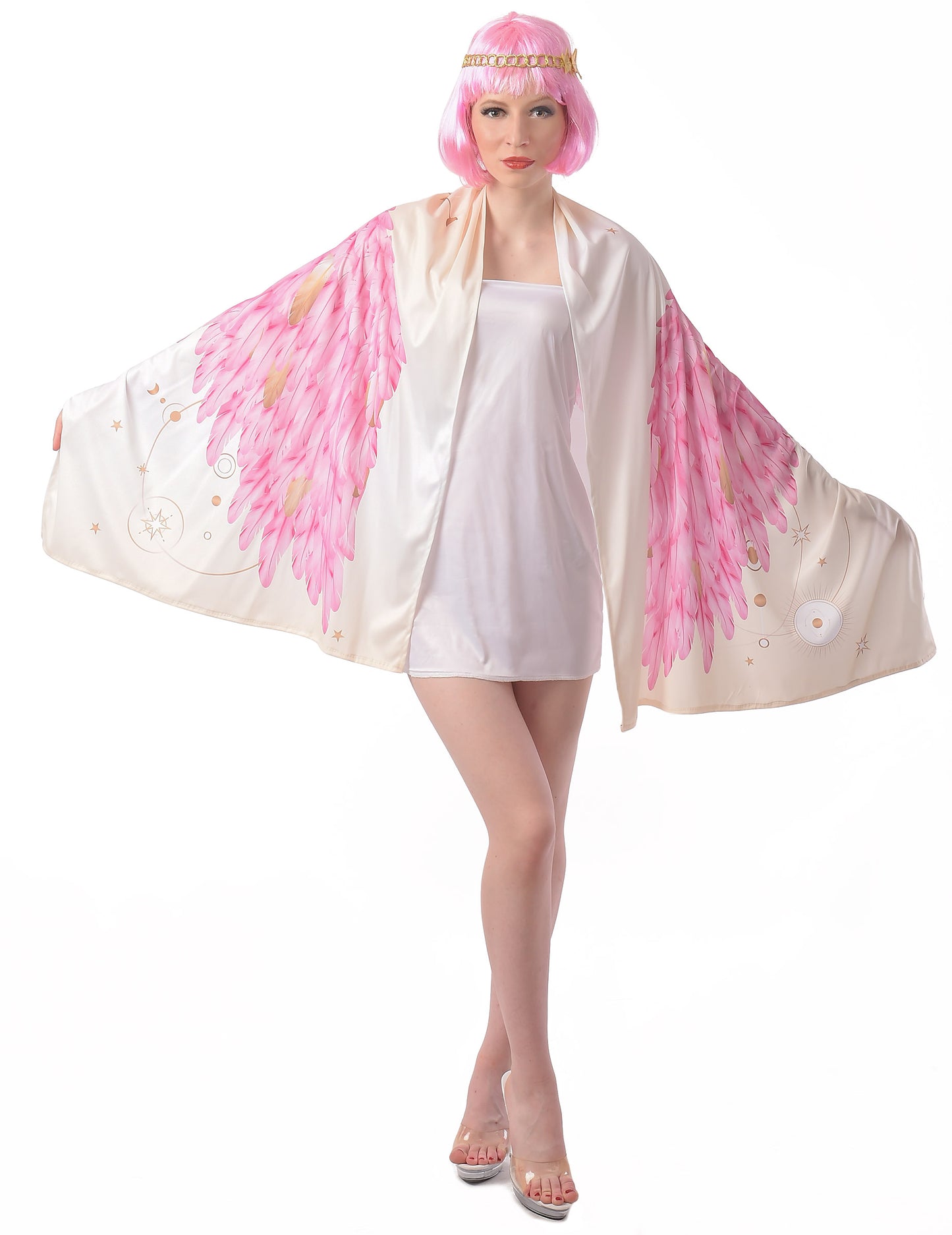 Déguisement Ailes d'ange poncho rose femme