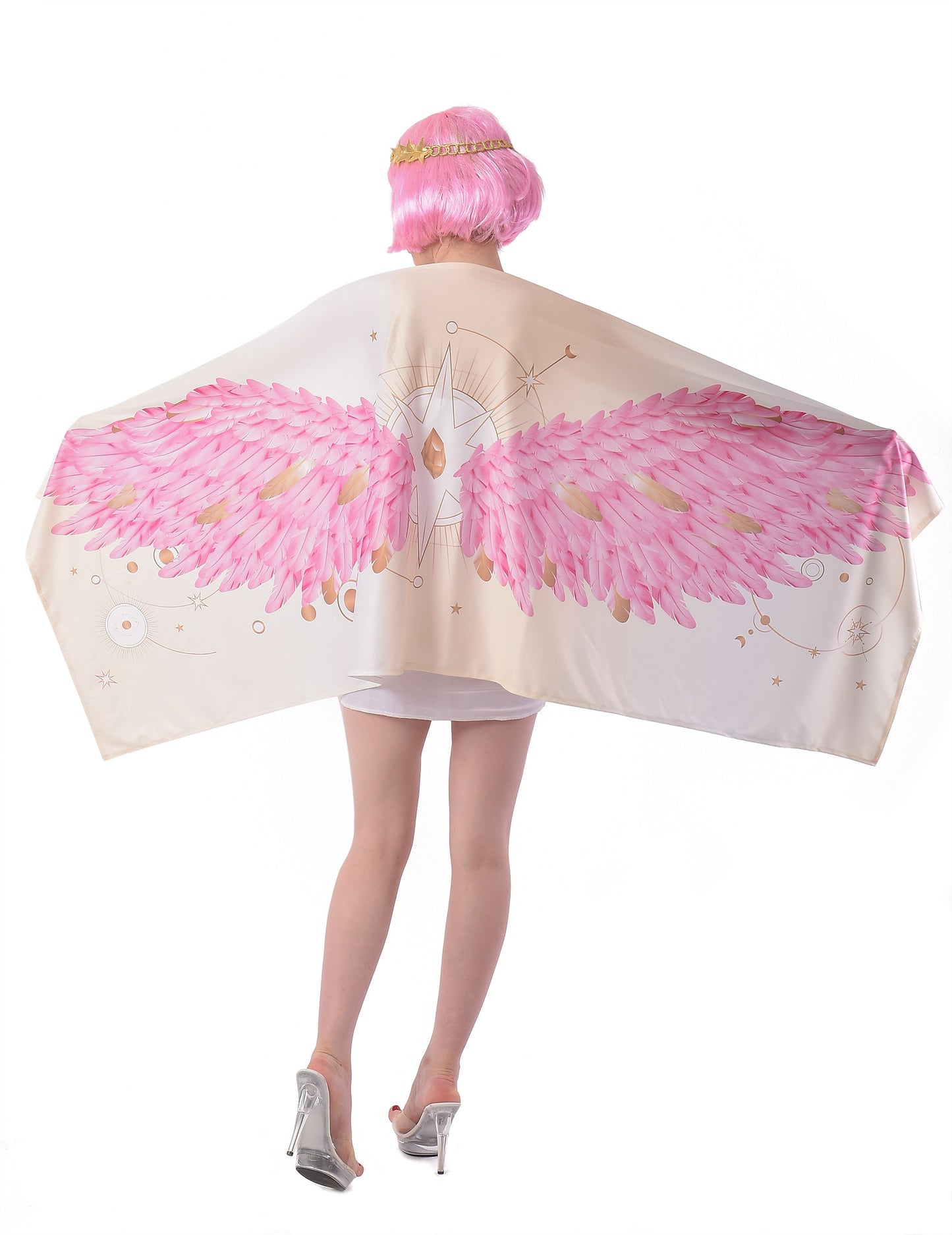 Déguisement Ailes d'ange poncho rose femme