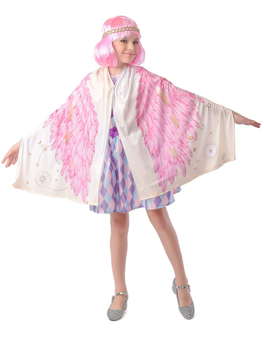 Déguisement Ailes d'ange poncho rose fille