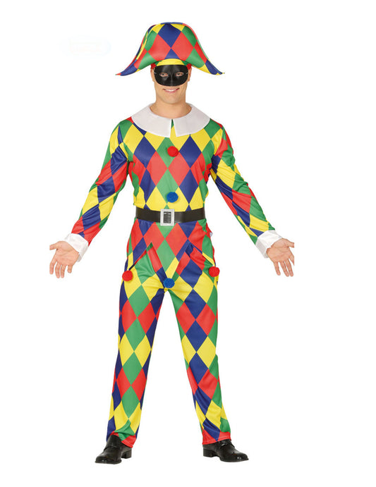 Déguisement arlequin multicolore homme