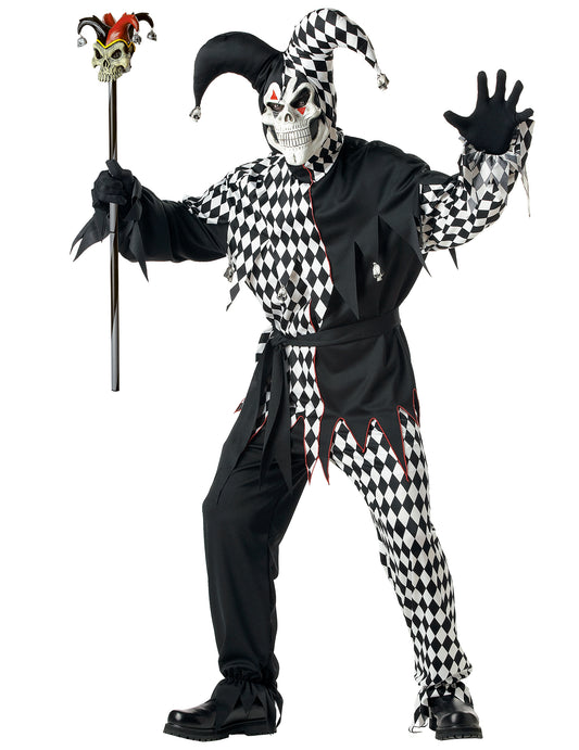 Déguisement clown Arlequin d'Halloween homme noir