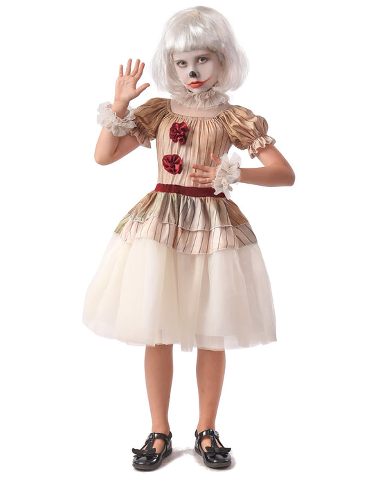 Déguisement clown terrifiant beige fille
