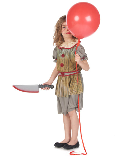Déguisement clown terrifiant gris fille