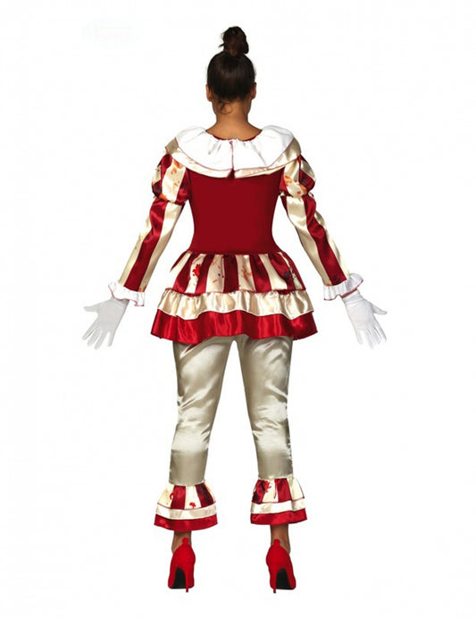 Déguisement clown terrifiante rouge et blanc femme