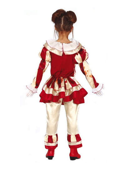 Déguisement clown terrifiante rouge et blanc fille