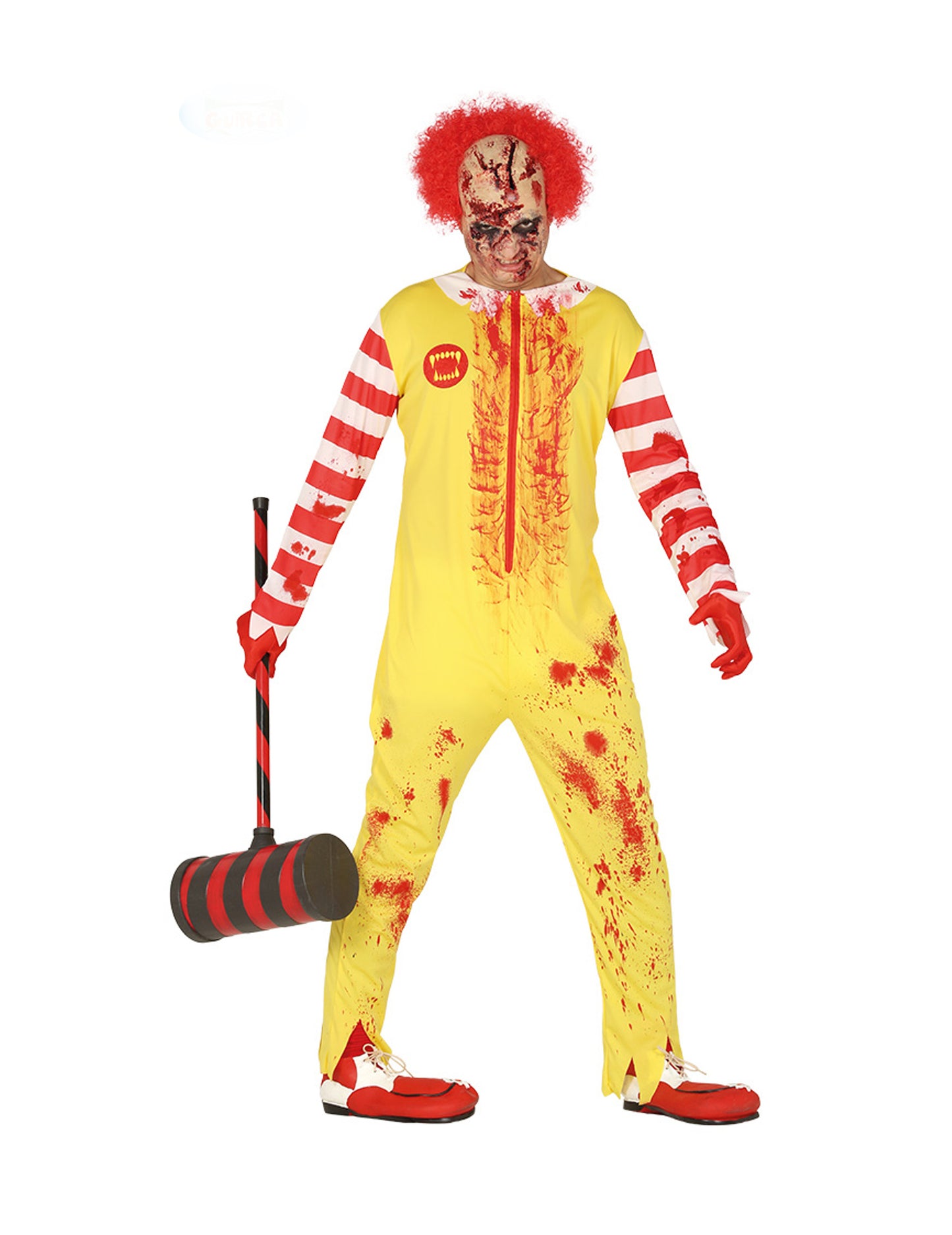 Déguisement clown zombie rouge et jaune adulte