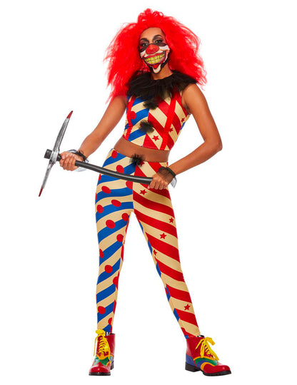 Déguisement creepy clown bicolore femme