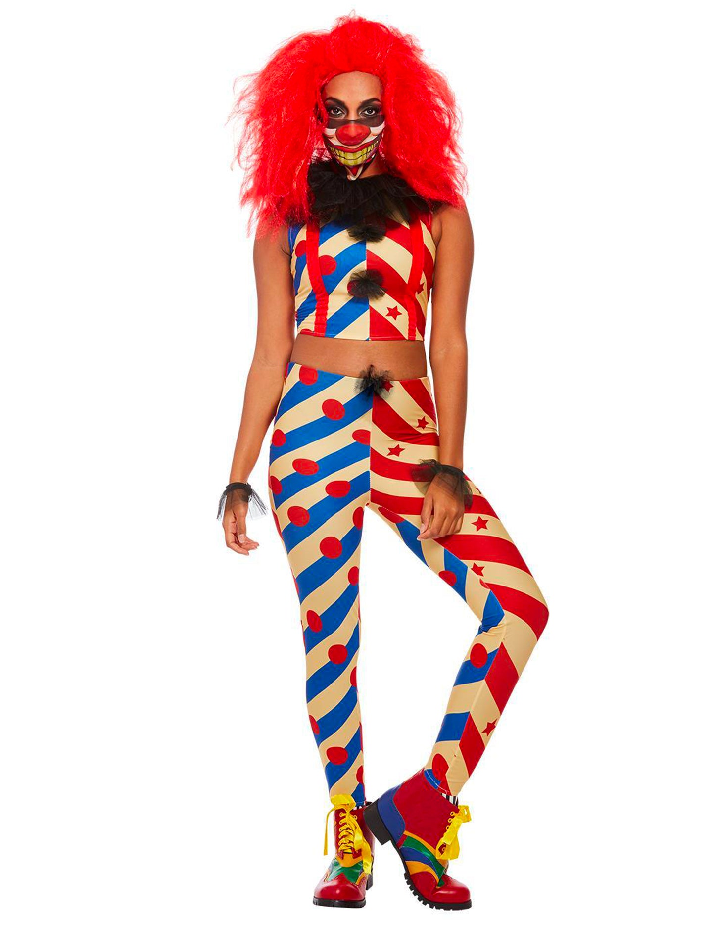 Déguisement creepy clown bicolore femme