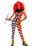 Déguisement creepy clown bicolore femme