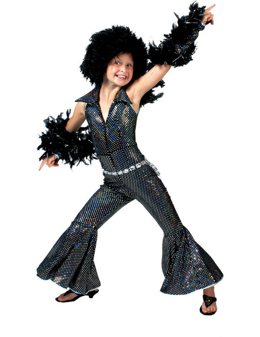 Déguisement disco noir brillant fille