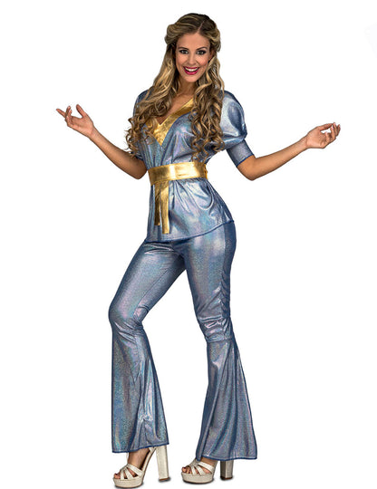 Déguisement disco argent brillant femme